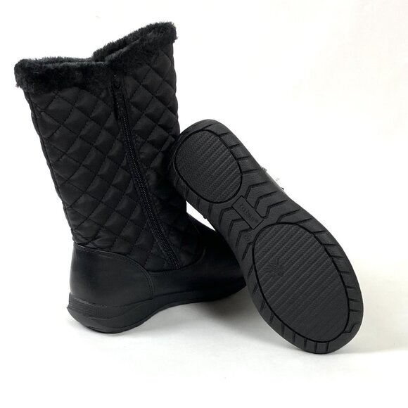 New Totes Jade Black Quilted Mid-Calf Winter Boot 8 - Picture 8 of 9